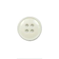 Bouton blanc brillant 2 trous - 1.5 cm