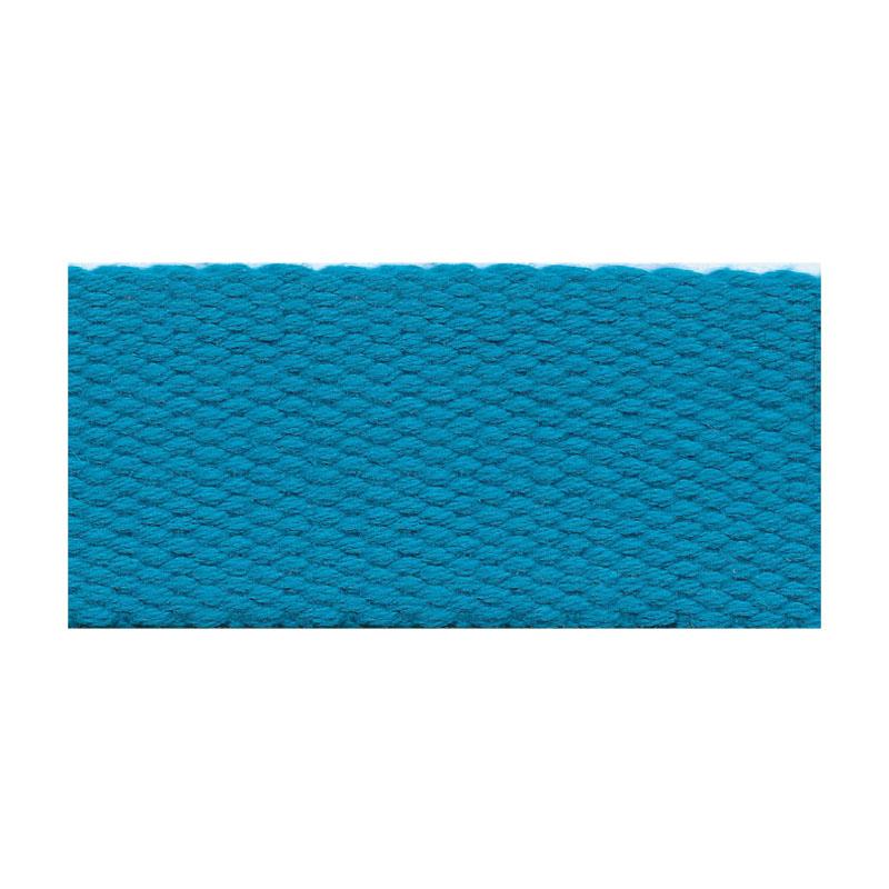 Sangle en coton au mètre : Bleu paon Point Sellier 30mm - Mercerine